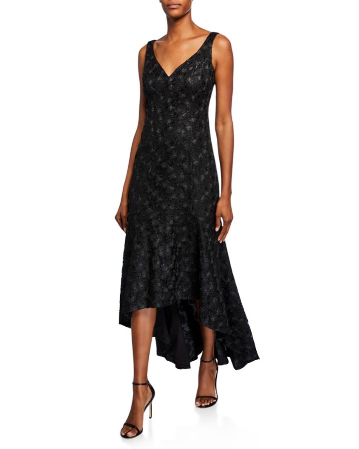 Lace Sleeveless V-neck High-low Gown