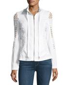 Albia Lace-inset Jacket, White