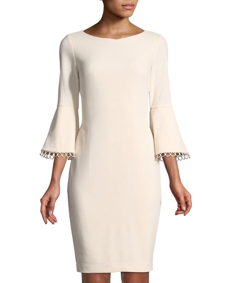 Bell-sleeve Loop-trim Dress
