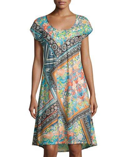 Roseton Bias-cut Printed Dress,