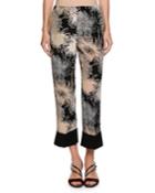 Printed Straight-leg Silk-blend Pants