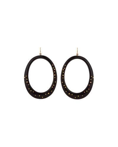 Mzima Studded Oval Drop Earrings, Dark Horn