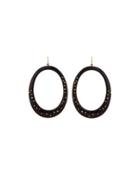 Mzima Studded Oval Drop Earrings, Dark Horn
