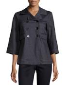 3/4-sleeve Double-button Jacket, Denim