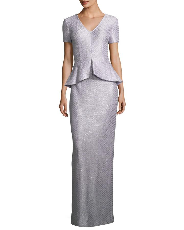 Hansh Sequin Peplum Gown