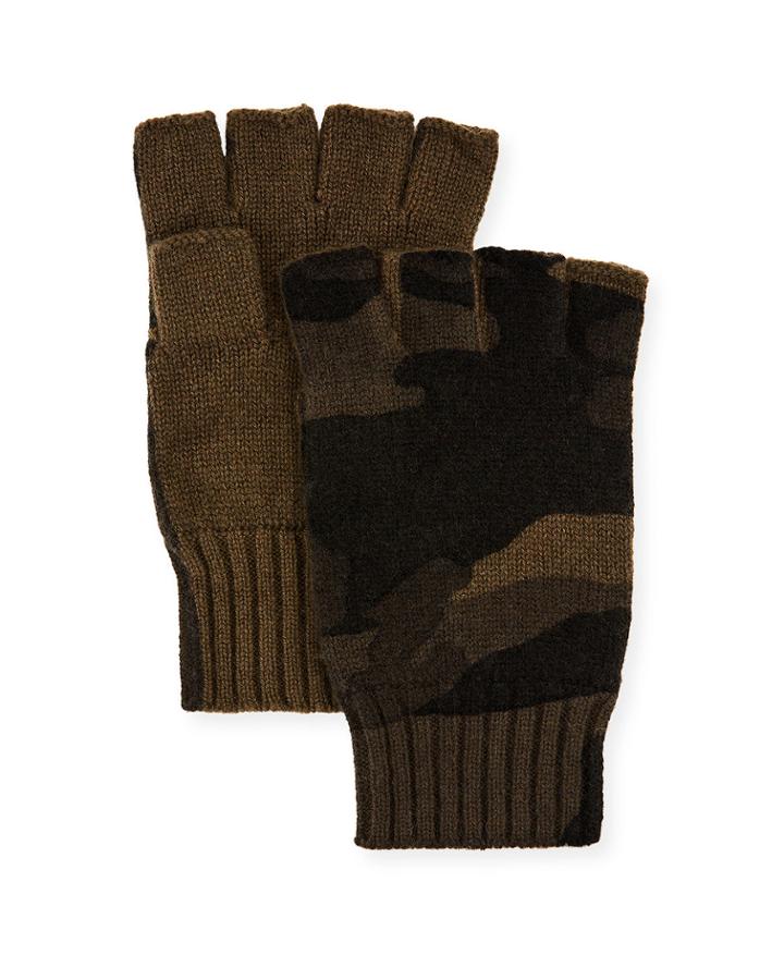 Camo-print Fingerless Gloves