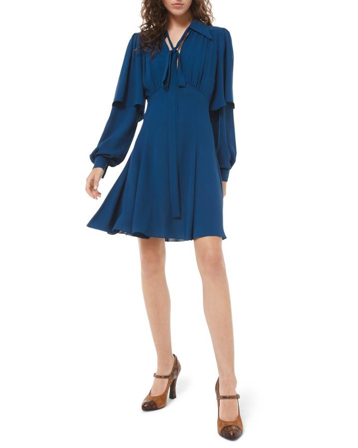 Draped Sleeve Flare Dress
