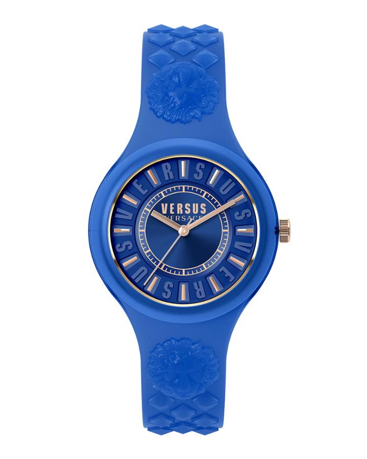 39mm Fire Island Studded Rubber Watch, Rose/blue