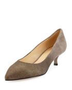 Binny Glitter Suede Pump, Taupe
