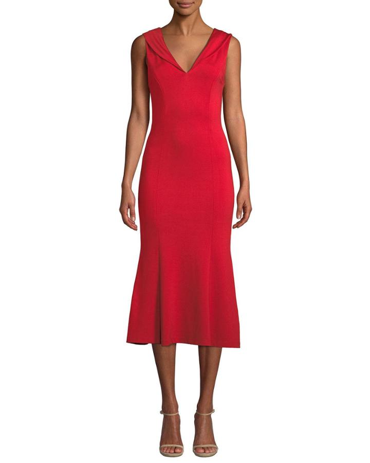 Cecilia Draped-shoulder Sleeveless Cocktail Dress