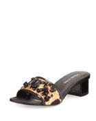 Maxx Jeweled Low-heel Slide Sandal, Black/natural