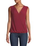 Ruched Sleeveless Wrap Top