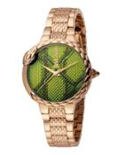 34mm Animal Devore Bracelet Watch, Rose/green