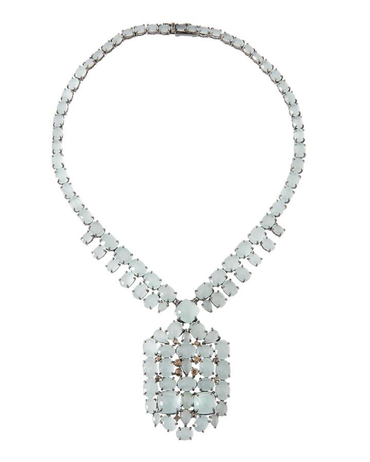 Aquamarine & Diamond Pendant Necklace