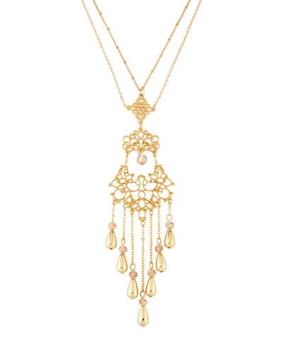 Long Filigree Tassel Pendant Necklace