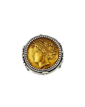Silver & Bronze Demeter Coin Ring