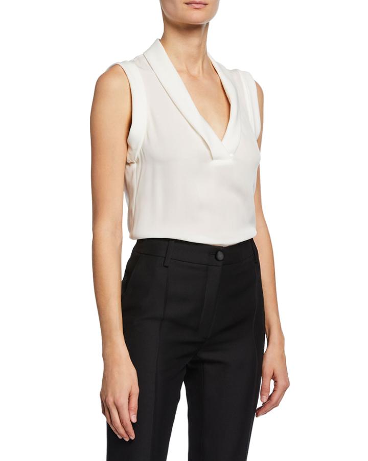 Onda Sleeveless Folded V-neck Blouse
