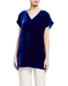 Velvet V-neck Short-sleeve Tunic