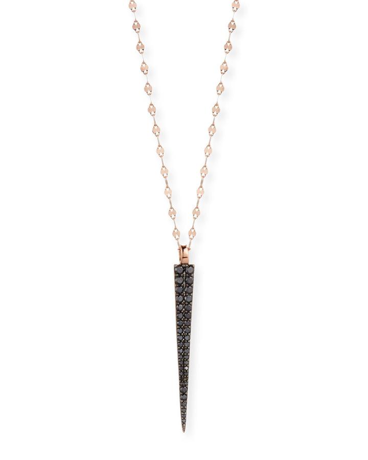 Reckless Rose Spike Pendant Necklace With Black Diamonds