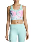 Mystic Floral Sports Bra, White Pattern
