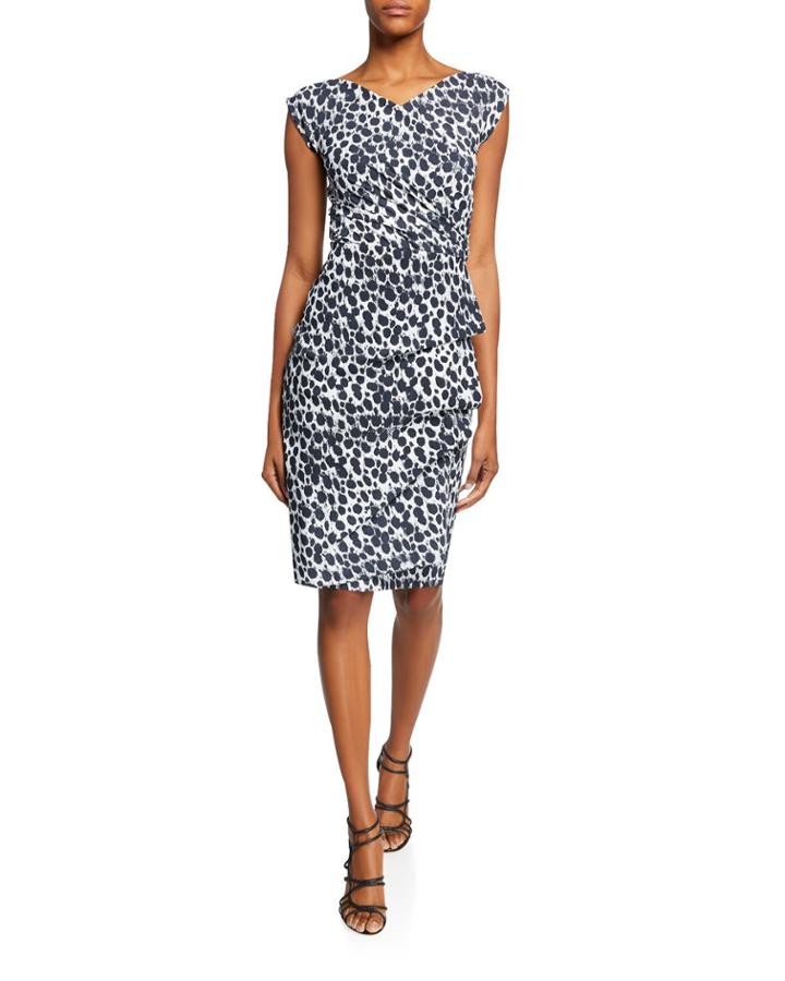 Egea Printed Cap-sleeve Cocktail Dress