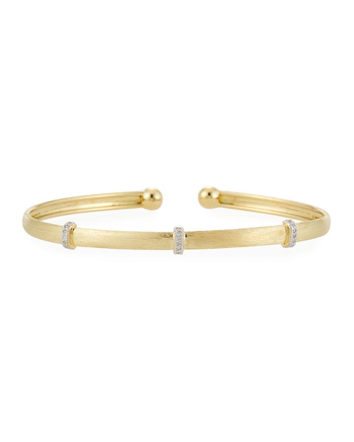 18k Yellow Gold Diamond Flex Cuff Bracelet