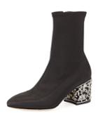 Martine Rhinestone-heel Satin Stretch Booties