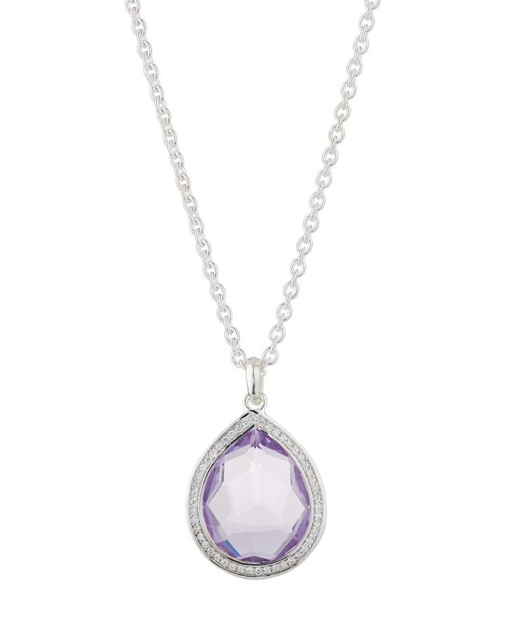 Lollipop Large Teardrop Pendant Necklace In Amethyst W/ Diamonds