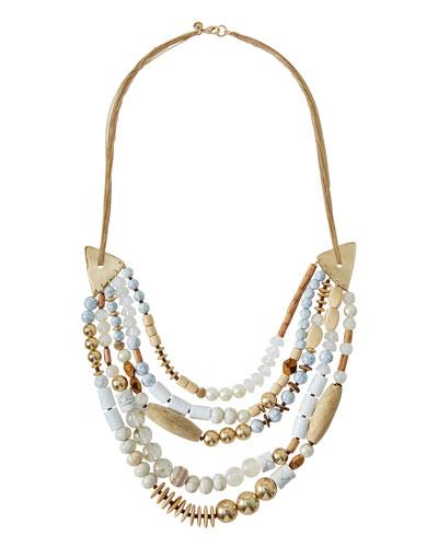 Multi-strand Beaded Statement Necklace, Neutral