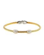 18k Yellow Gold & Stainless Steel Diamond 2-bead Cable Bracelet