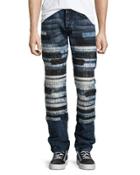 Horizontal-patchwork Relaxed-slim Jeans, Indigo