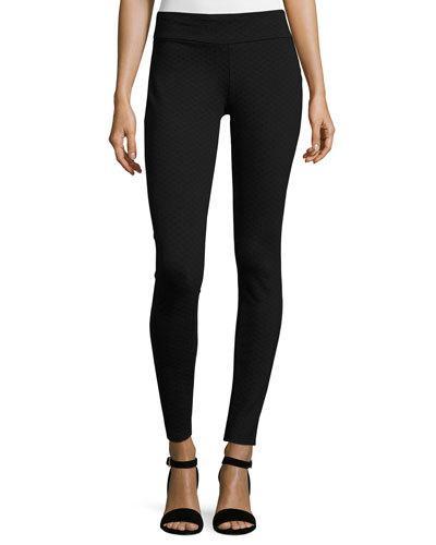Diamond-print Knit Leggings, Black/brown