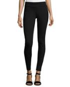 Diamond-print Knit Leggings, Black/brown