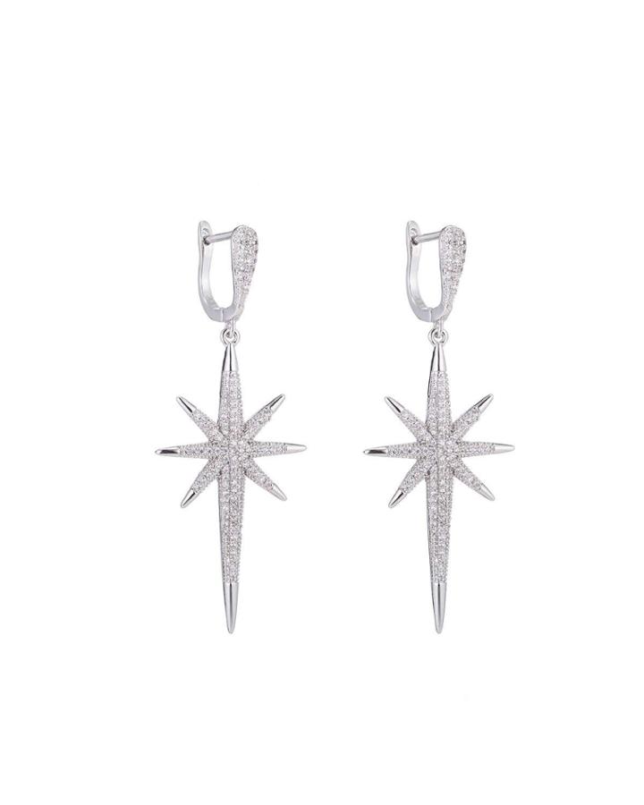 North Star Cubic Zirconia Drop Earrings