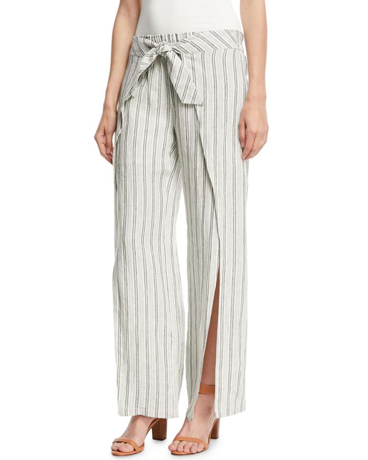 Sahira Striped Linen Wide-leg Pants