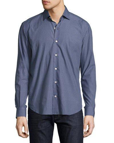 Sliced Dot Sport Shirt, Navy/white