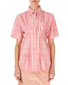 Emily Short-sleeve Corseted Plaid Blouse