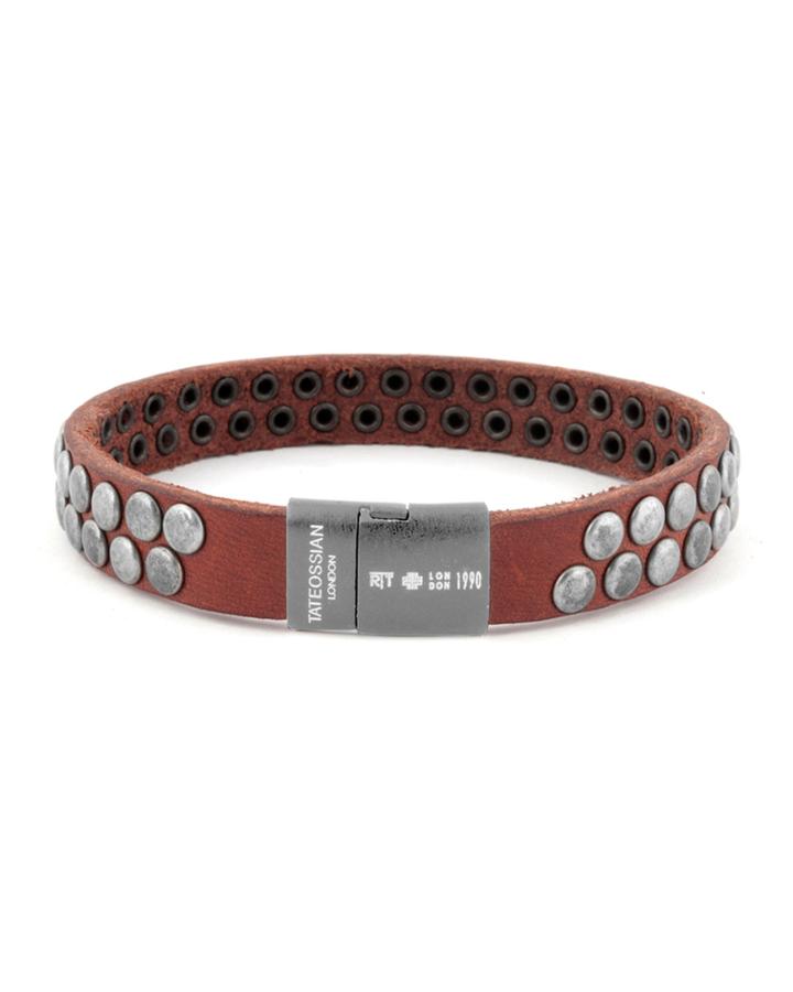Men's Leather Nailhead Bracelet