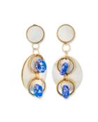 Horn Post & Dangle Earrings, Blue