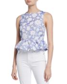 Floral Jacquard Peplum Top