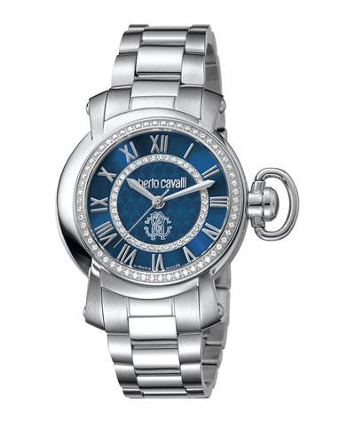 36mm Stainless Steel Bracelet Watch, Blue