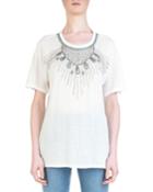 Short-sleeve T-shirt With Jewel Plastron