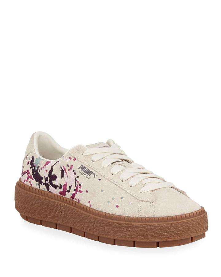 Basket Low-top Suede Digital Embroidered Platform