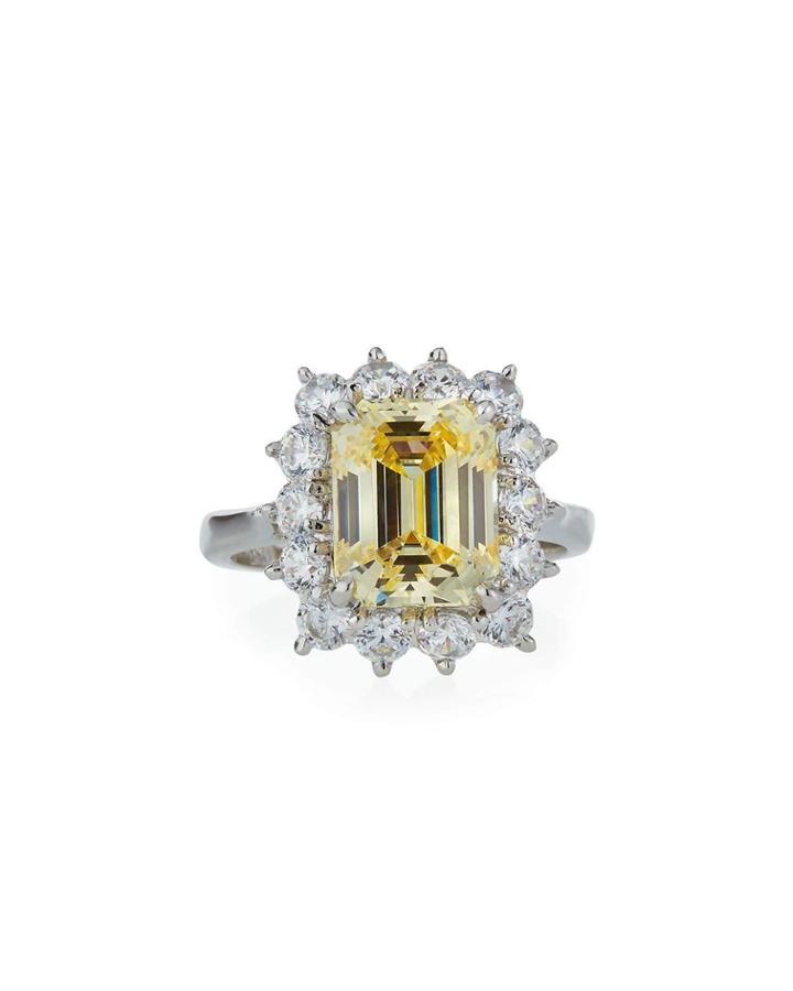 Asscher-cut Cubic Zirconia Center & Trim Ring