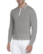 Half-zip Long-sleeve Silk Polo