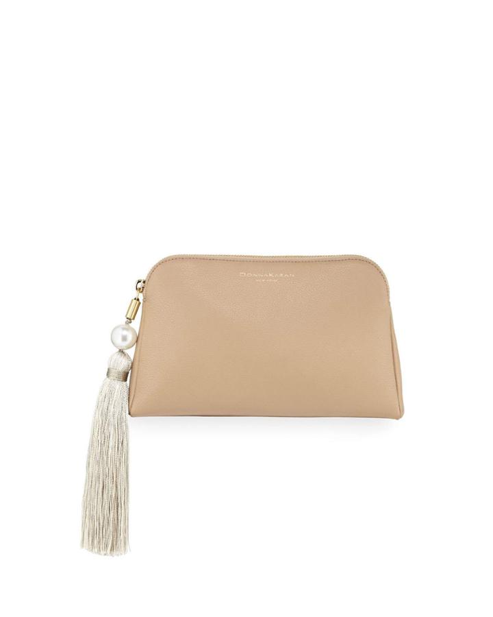 Raz Tasseled Leather Clutch Bag