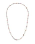 14k White Gold Long Multi-pearl Necklace,
