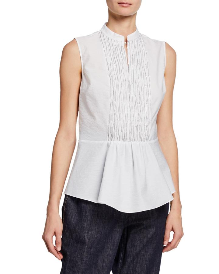 Techno Poplin Ruffle-trim Tank Top