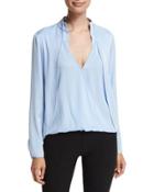 Long-sleeve Draped Top With Overlay