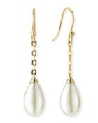 16mm Gold Vermeil Chain Drop Earrings With Pearl